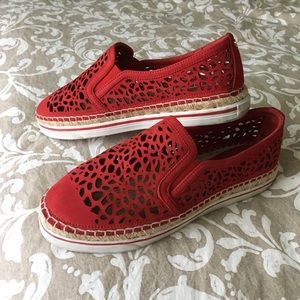 JIMMY CHOO red suede espadrilles